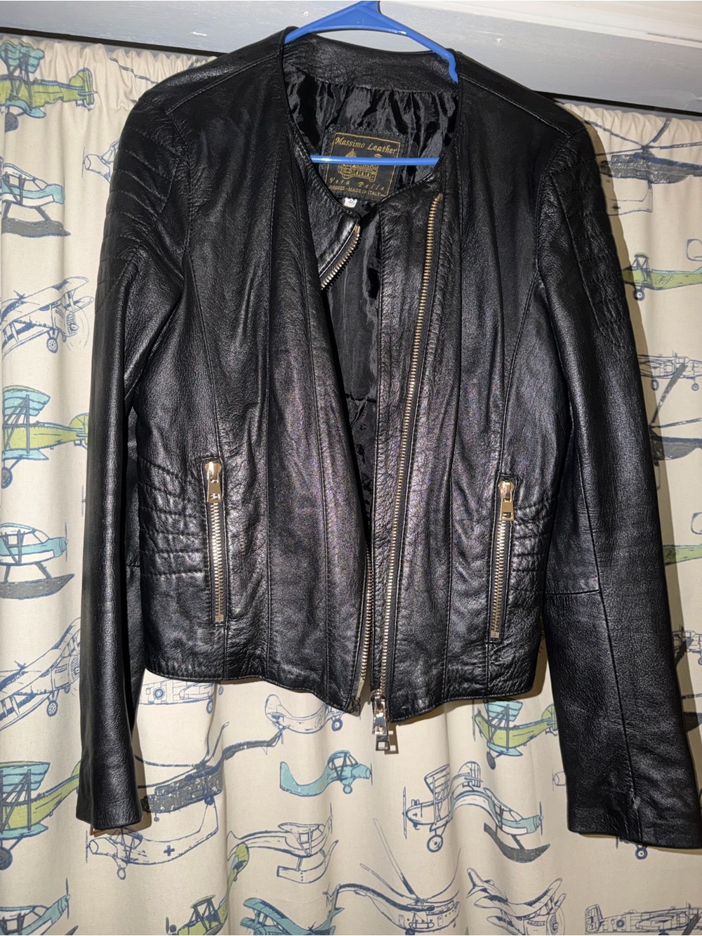 Mossimo Supply Co. Black Leather Zip-Front Moto Jacket